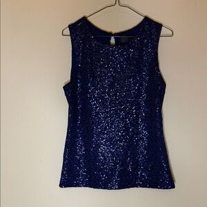 Banana Republic Sparkling Navy Sequin Blouse